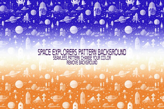 PSD background texture with space explorers shuttles planets and stars editable psd pattern