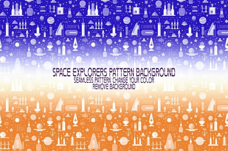 PSD background texture with space explorers shuttles planets and stars editable psd pattern