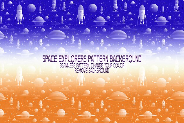 PSD background texture with space explorers shuttles planets and stars editable psd pattern