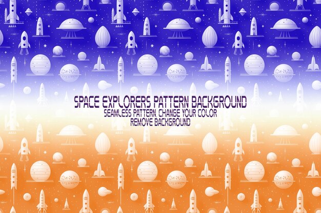 PSD background texture with space explorers shuttles planets and stars editable psd pattern