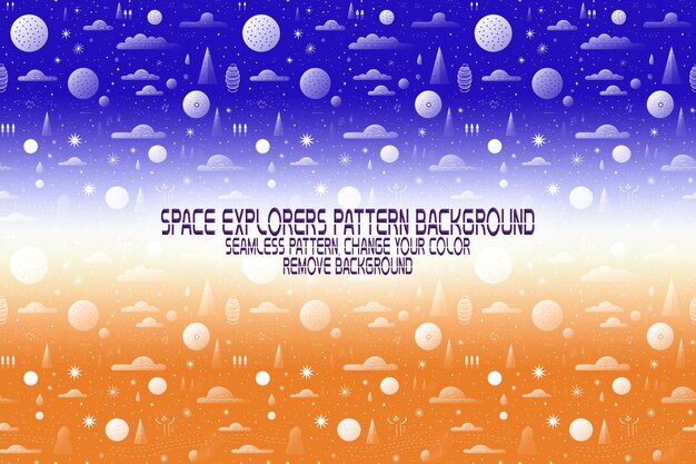 PSD background texture with space explorers shuttles planets and stars editable psd pattern