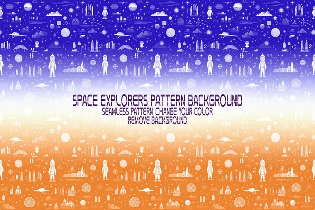 PSD background texture with space explorers shuttles planets and stars editable psd pattern