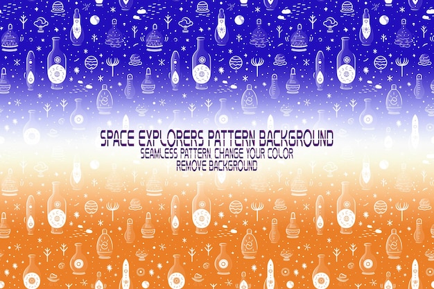 PSD background texture with space explorers shuttles planets and stars editable psd pattern