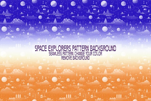 PSD background texture with space explorers shuttles planets and stars editable psd pattern