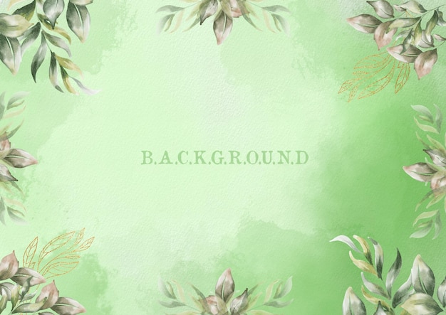 Background waterolor green with flower