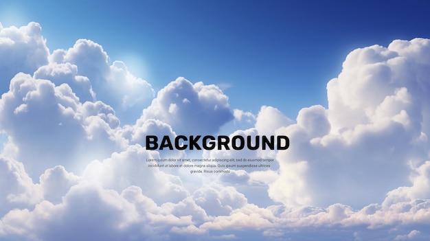 背景は青い空の雲と PSD のスペースです