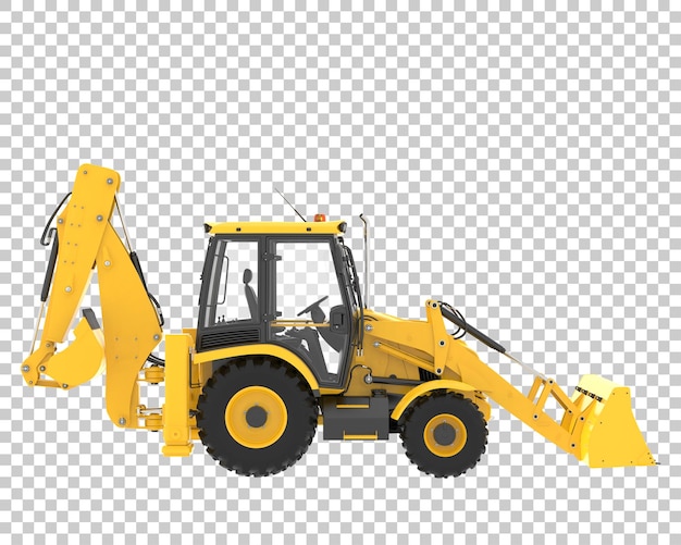 PSD backhoe loader on transparent background 3d rendering illustration