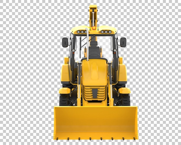 Backhoe loader on transparent background 3d rendering illustration