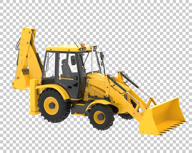 PSD backhoe loader on transparent background 3d rendering illustration