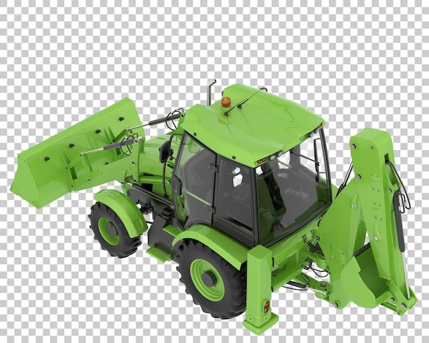 Backhoe loader on transparent background 3d rendering illustration