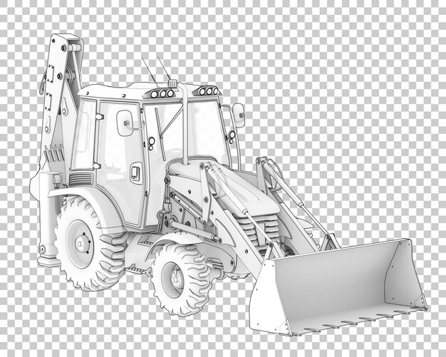 PSD backhoe loader on transparent background 3d rendering illustration