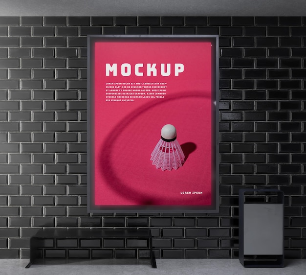 PSD backlit modern city vertical mockup