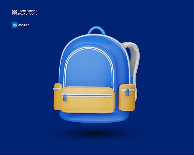 Backpack school bag 3d icon education equipment icon illustration