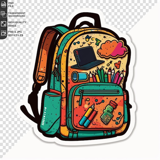 PSD backpack sticker png