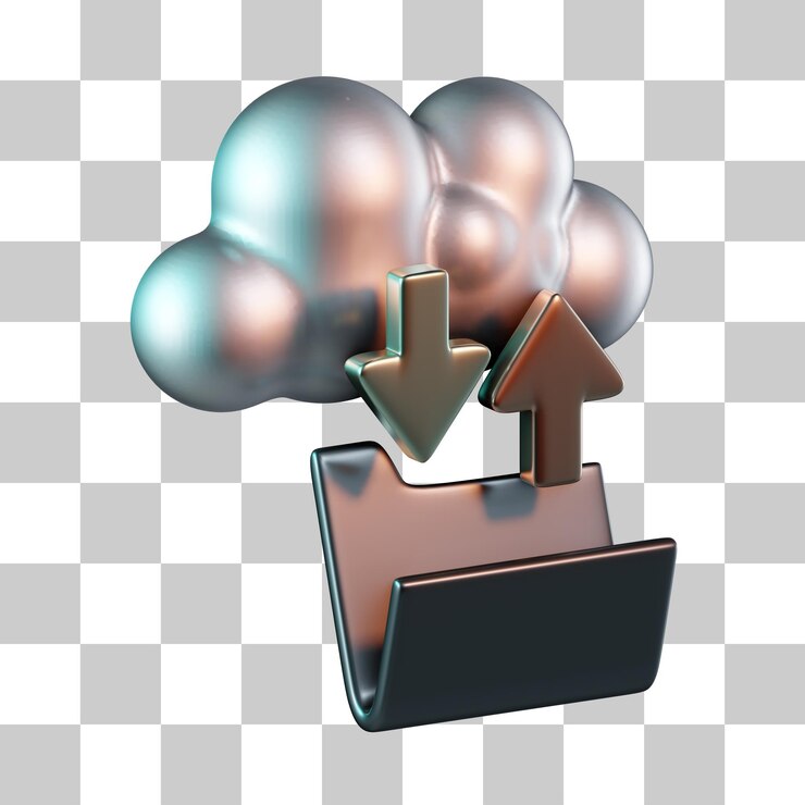 PSD backup data cloud 3d icon