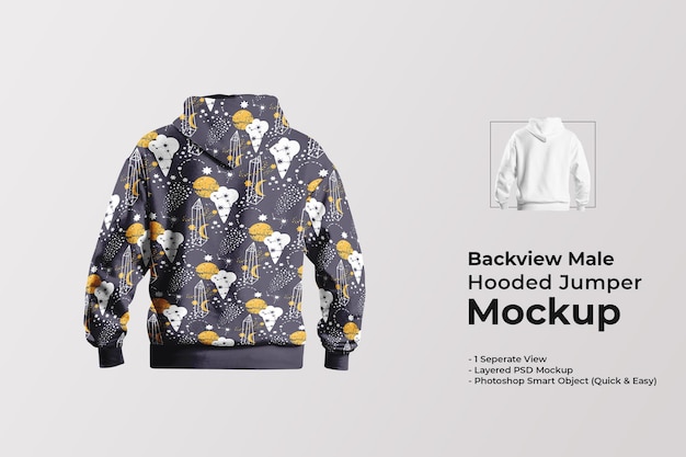 Backview mockup met capuchon voor heren