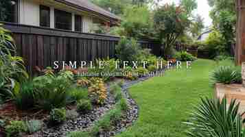 PSD backyard area with dark brown wooden fence