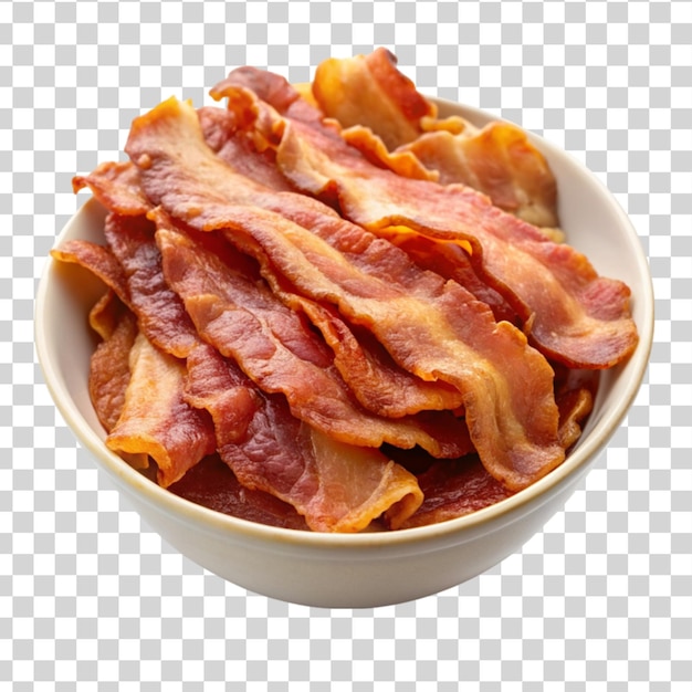 PSD bacon su ciotola isolato su sfondo trasparente