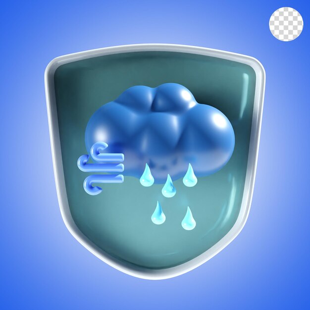 bad weather with shield background icon 3d render