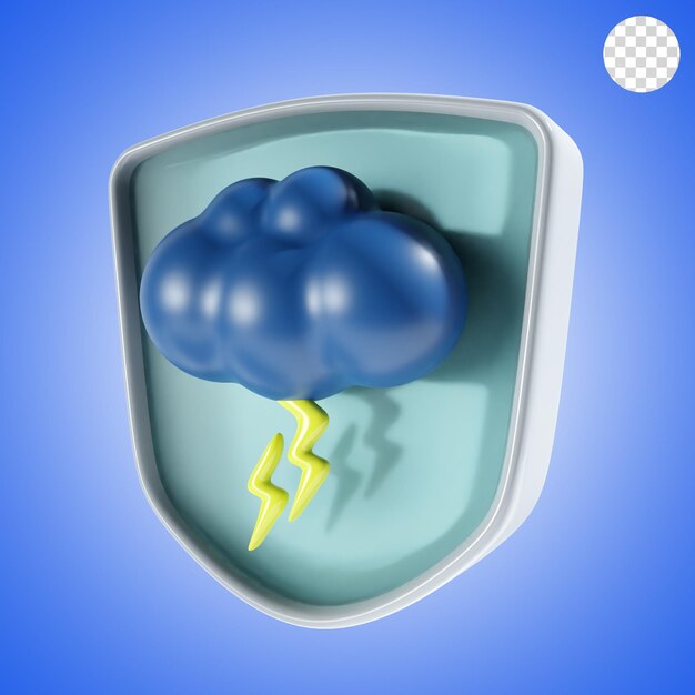 Bad weather with shield background icon 3d render