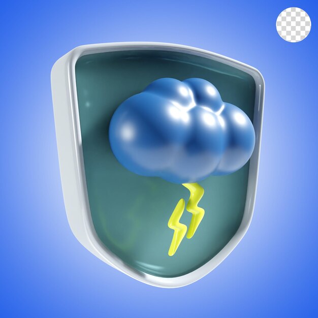 bad weather with shield background icon 3d render
