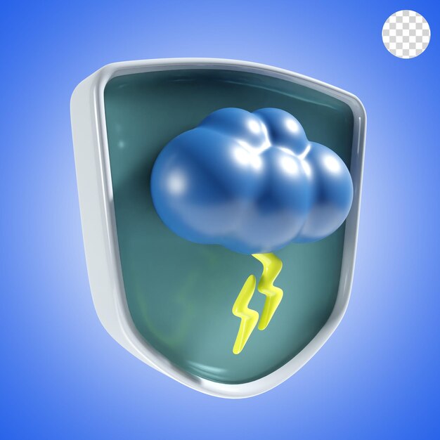 Bad weather with shield background icon 3d render