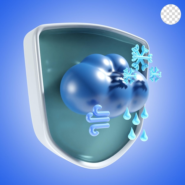 PSD bad weather with shield background icon 3d render