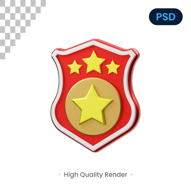 PSD badge 3d render illustratie premium psd