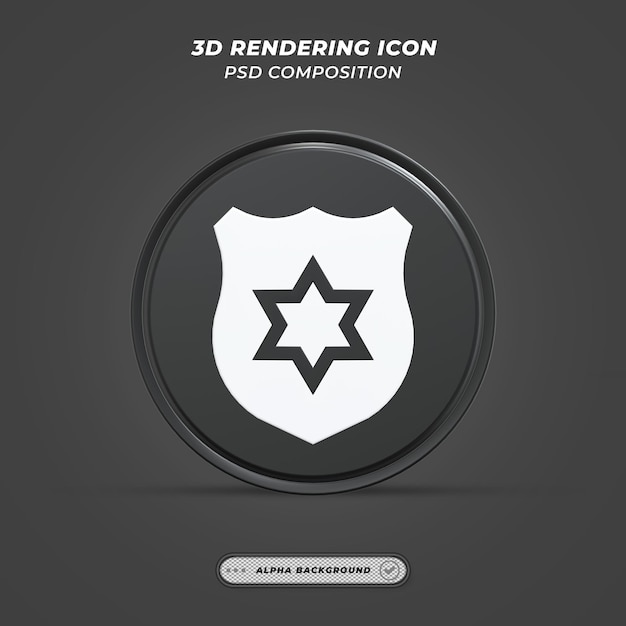 PSD badge icon in 3d rendering