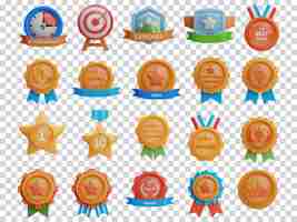 PSD badge set 3d illustration