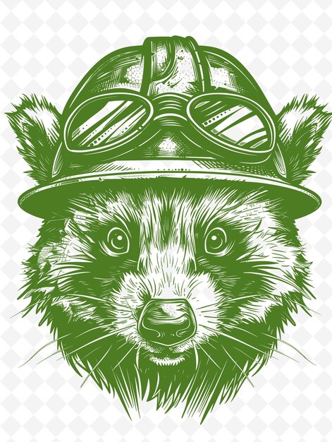 PSD badger con un casco di minatore e un'espressione determinata post animals sketch art vector collections