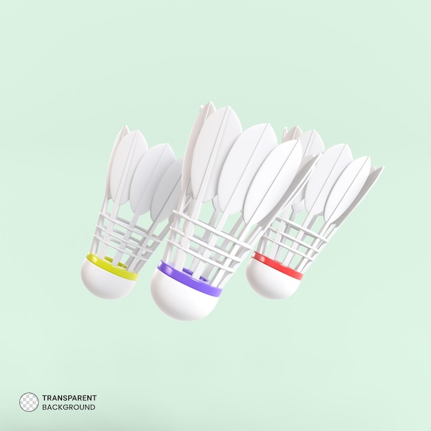 Badminton racket en shuttle pictogram geïsoleerde 3d render illustration