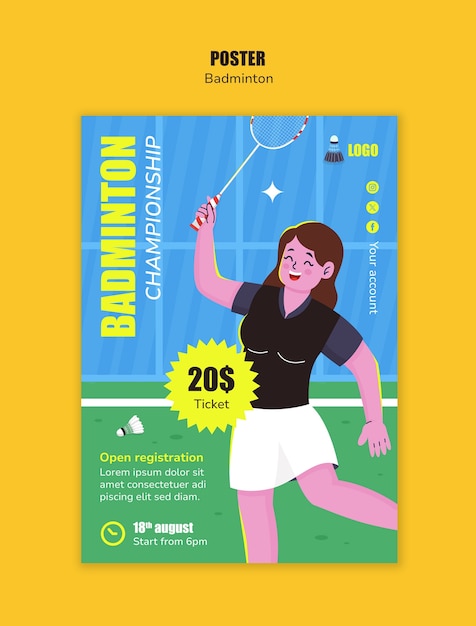 PSD badminton template design