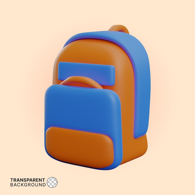 Bag backpack school education icon 3d render psd