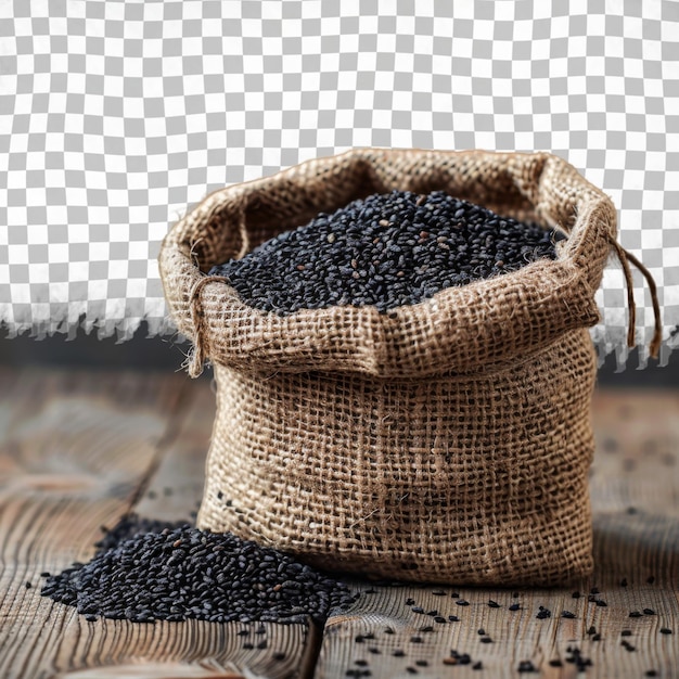 PSD a bag of black beans with a bag of seeds in the background