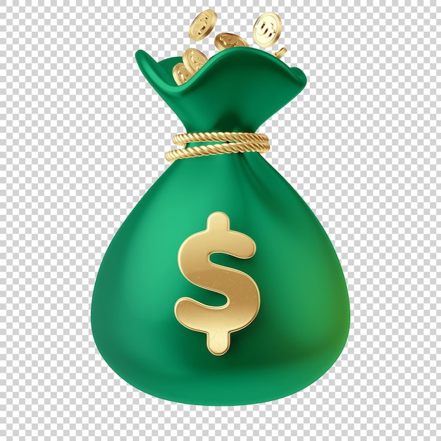 PSD bag coin coin 3d bag money rendering