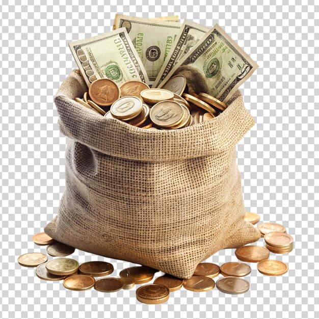 PSD a bag full of money on transparent background