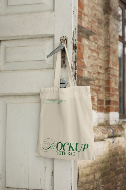 PSD bag hung on door  mockup