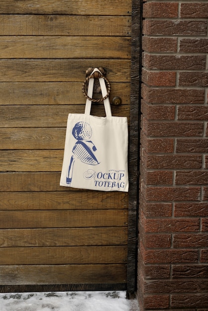 PSD bag hung on door  mockup