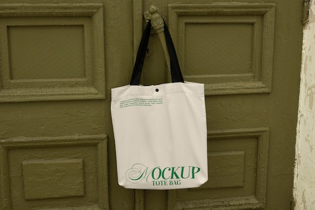 PSD bag hung on door  mockup