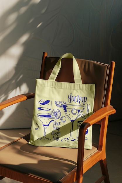 PSD bag mockup on chair