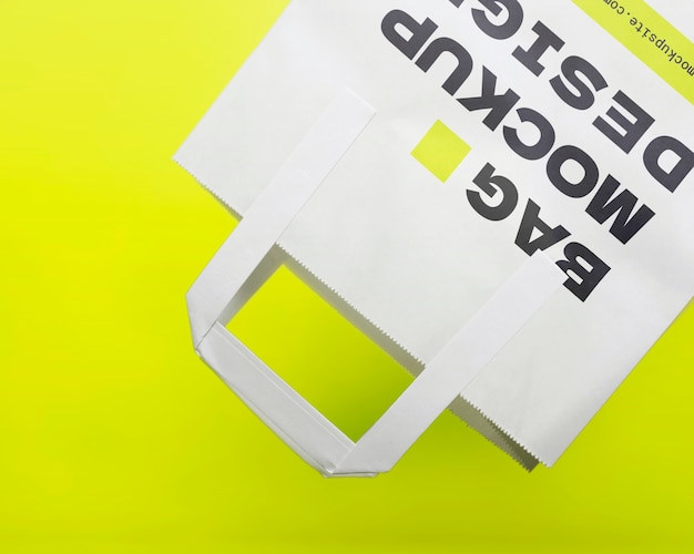 PSD bag mockup on cyber lime background