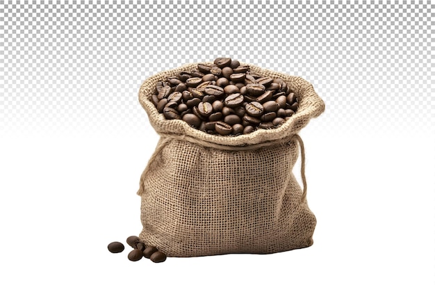 Bag of coffee beans is shown with a transparent background
