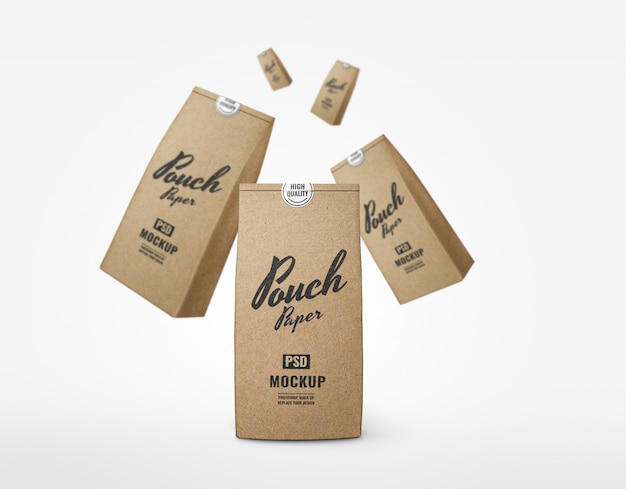 Bag paper craft pouch mockup advertising