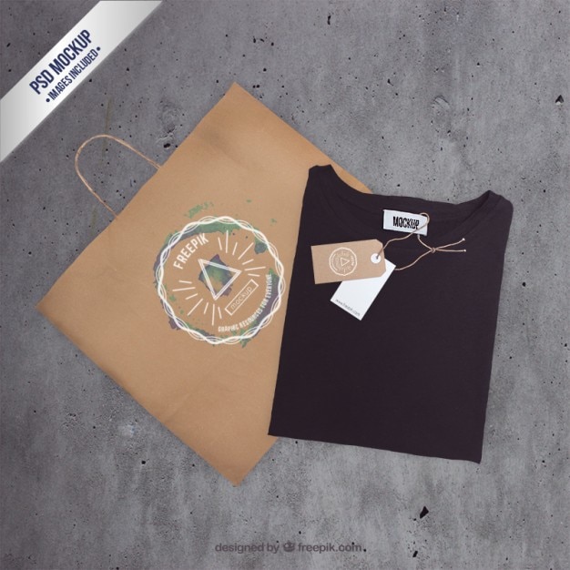 Bag and t shirt mockup