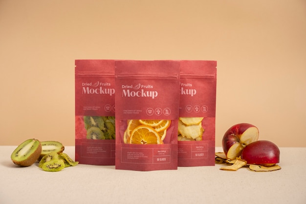 Bag with dehydrated fruit mockup