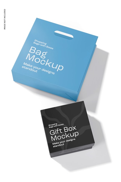 PSD bag with gift box mockup