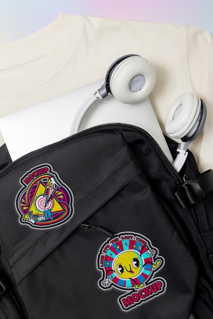 PSD borsa con patch mockup