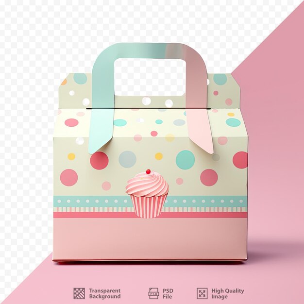 PSD una borsa con un cupcake rosa sopra e un cupcoke sulla parte anteriore.