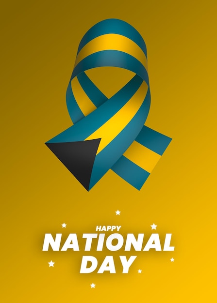 PSD the bahamas flag element design national independence day banner ribbon psd